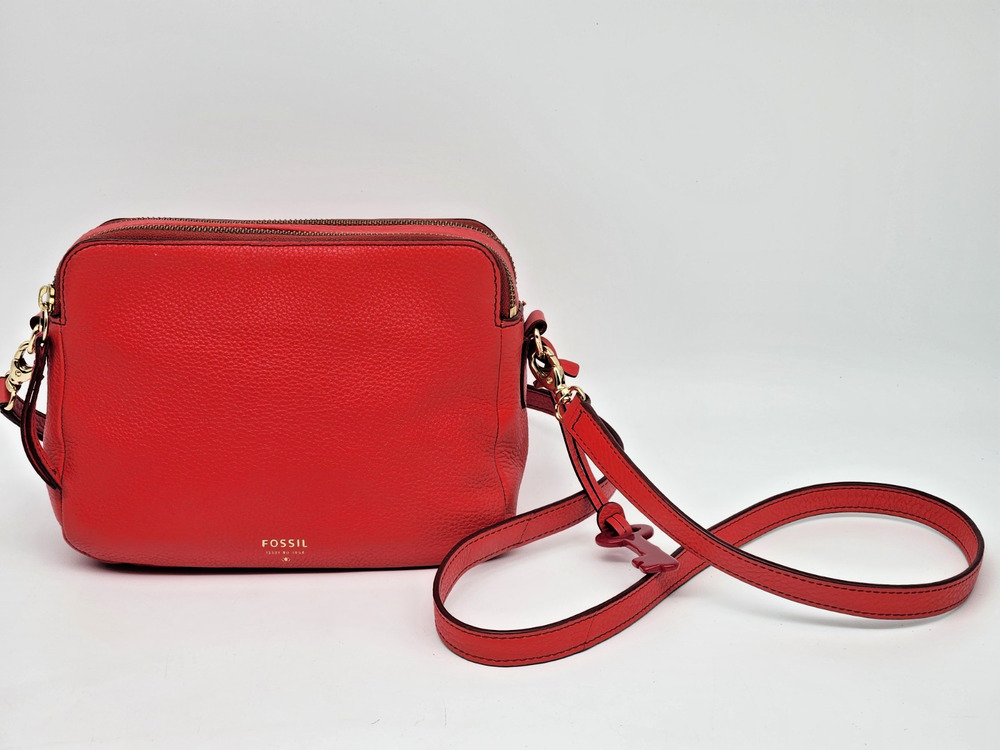 Fossil Piper Coral Red Crossbody Purse